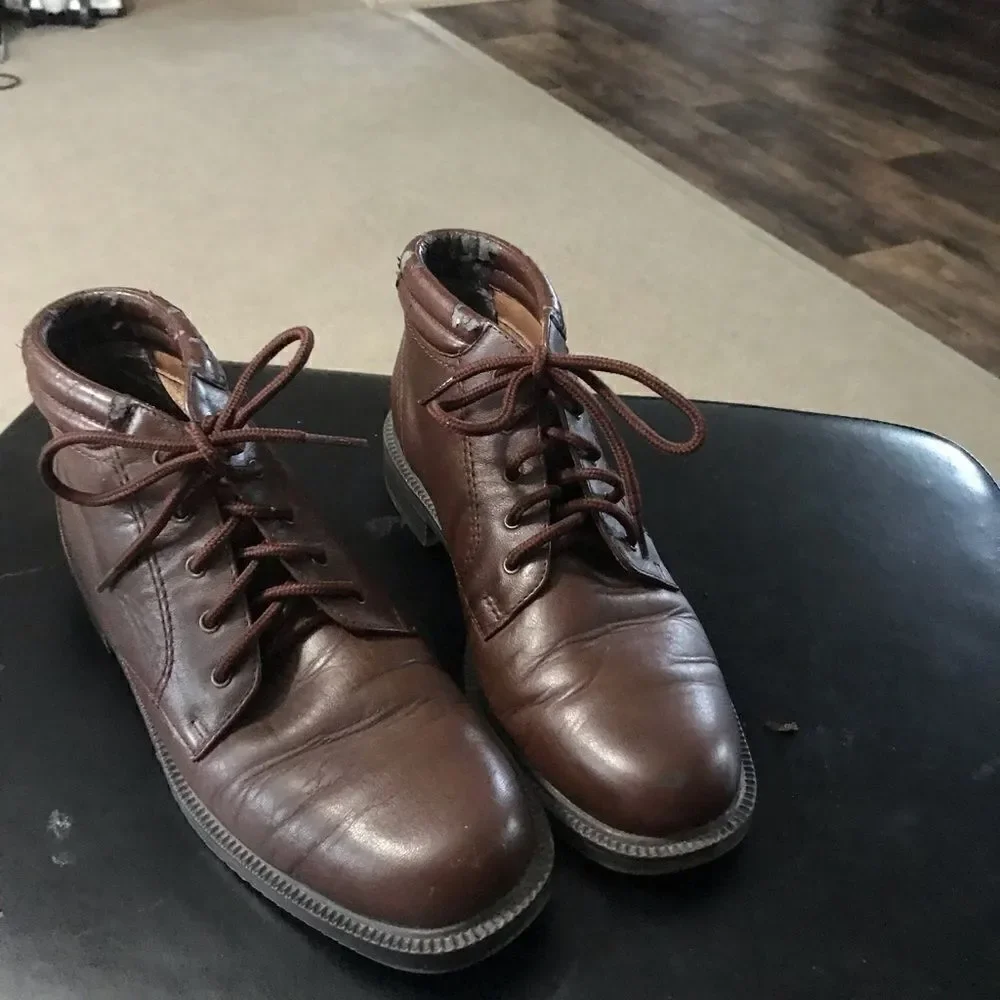 Vintage Dane Leather Kids Shoes Brown Size 4K